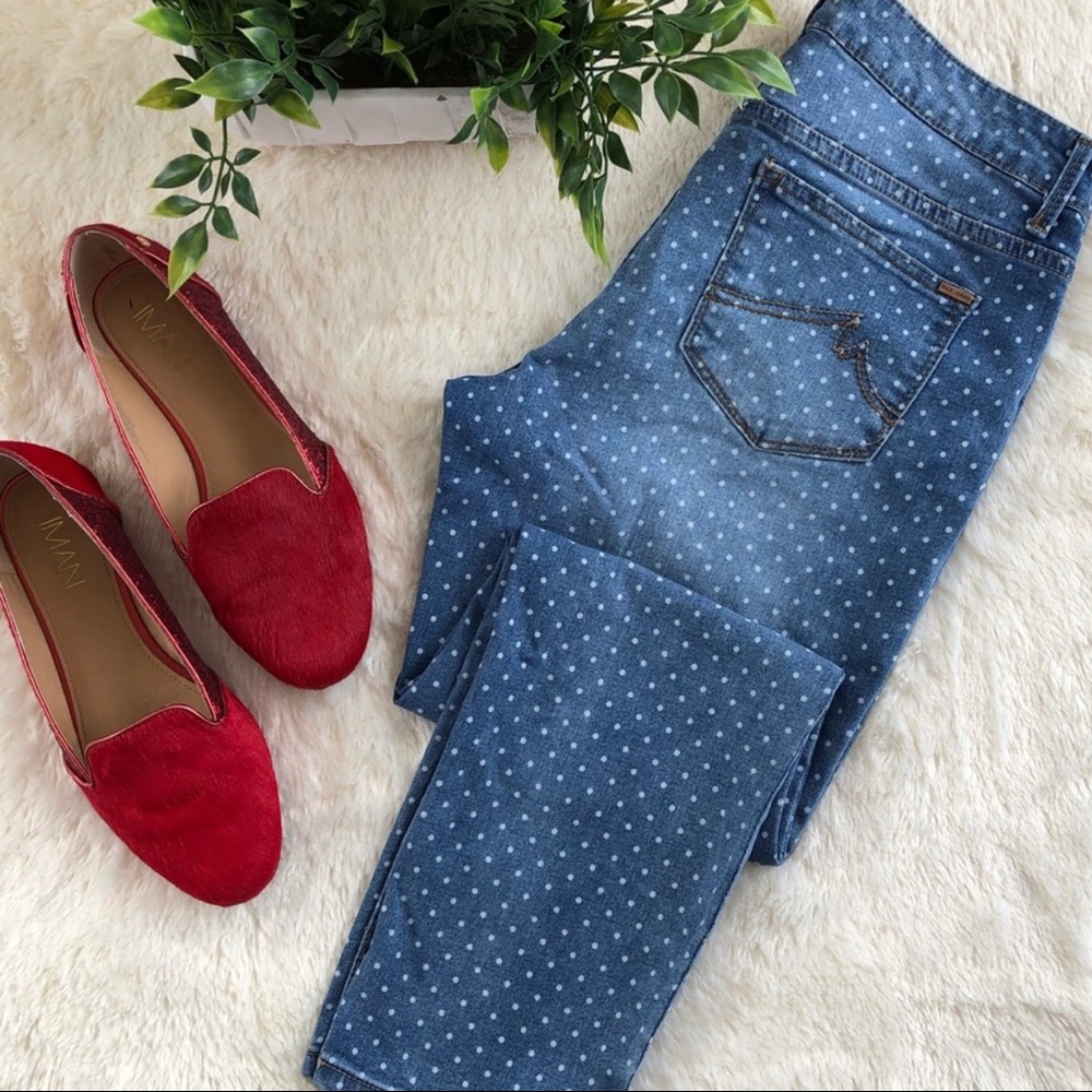 Polka Dot Crop Denim Jeans